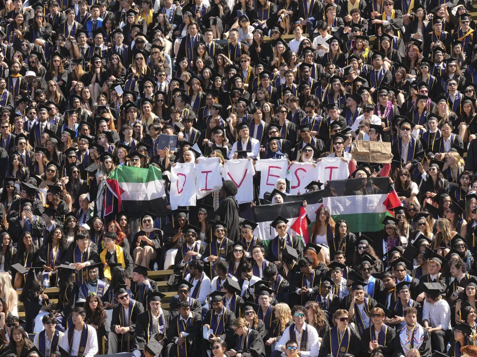 Protests at the University of California, Berkeley, on May 11. More than a dozen universities struck agreements with protesters that effectively conceded to some of their demands.