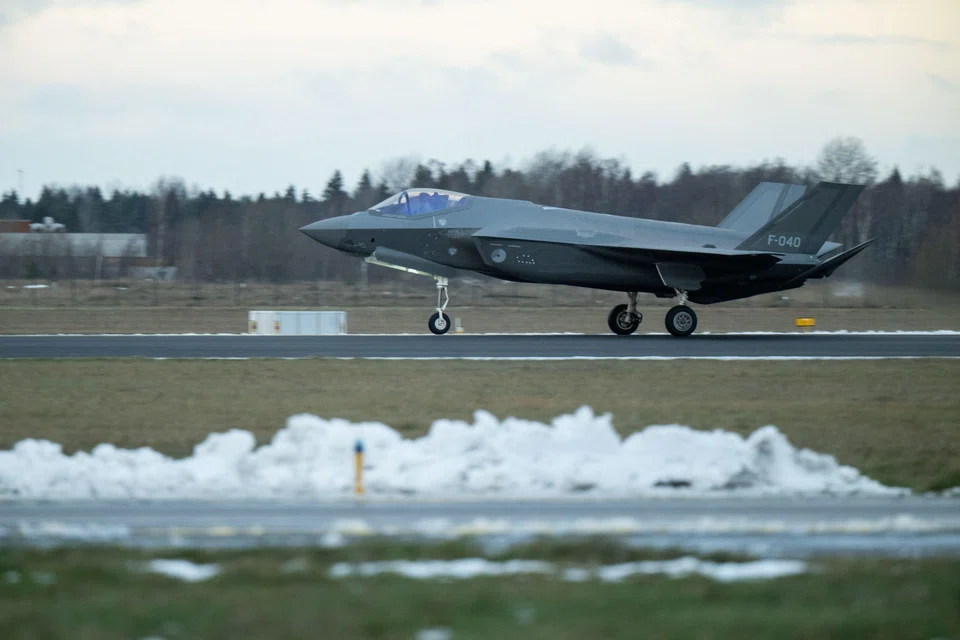 A F35 fighter jet of the Royal Netherlands Air Force in Amari, Estonia, Dec 16, 2024. The United States consolidated its position as the world’s top weapons exporter - accounting for 43 per cent of global exports - far ahead of the second largest, France, which accounted for 9.6 per cent.