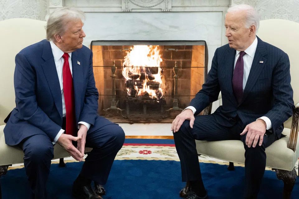 After six months in office, Trump (left) finds himself back where Biden always was, after trying almost everything else as he sought to disengage the US from the Russia-Ukraine war.