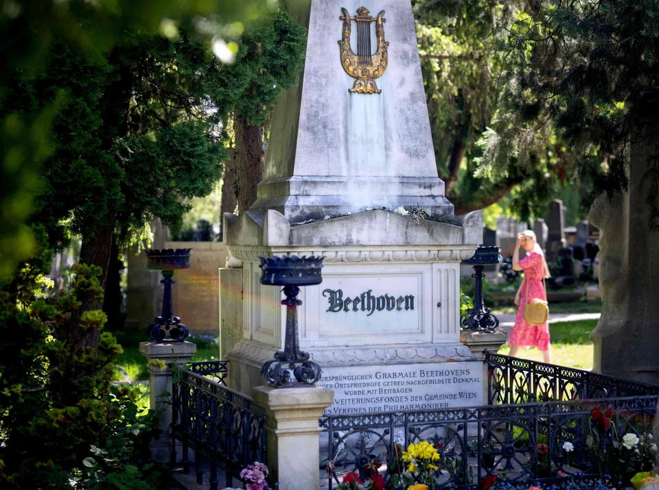 Beethoven's tombstone at Vienna’s Central cemetery. Austria celebrated the 200th anniversary of Beethoven's Ninth Symphony, which had its world premiere on May 7, 1824, at the Karntnertortheater in Vienna. 