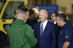 President Joe Biden during a tour of the Tioga Marine Terminal at the Port of Philadelphia on Oct 13. The Biden administration announced plans to award up to US$7 billion to create seven regional hubs around the country.