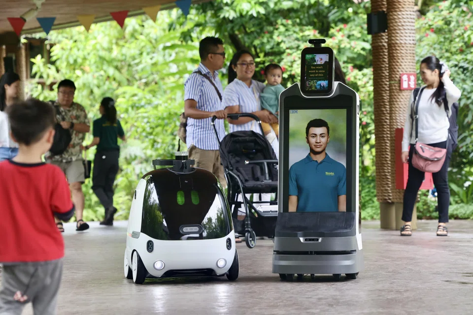 At the Mandai Wildlife Reserve, AI-powered robots roam the park, sending food to birds, conducting safety patrols and interacting with visitors.