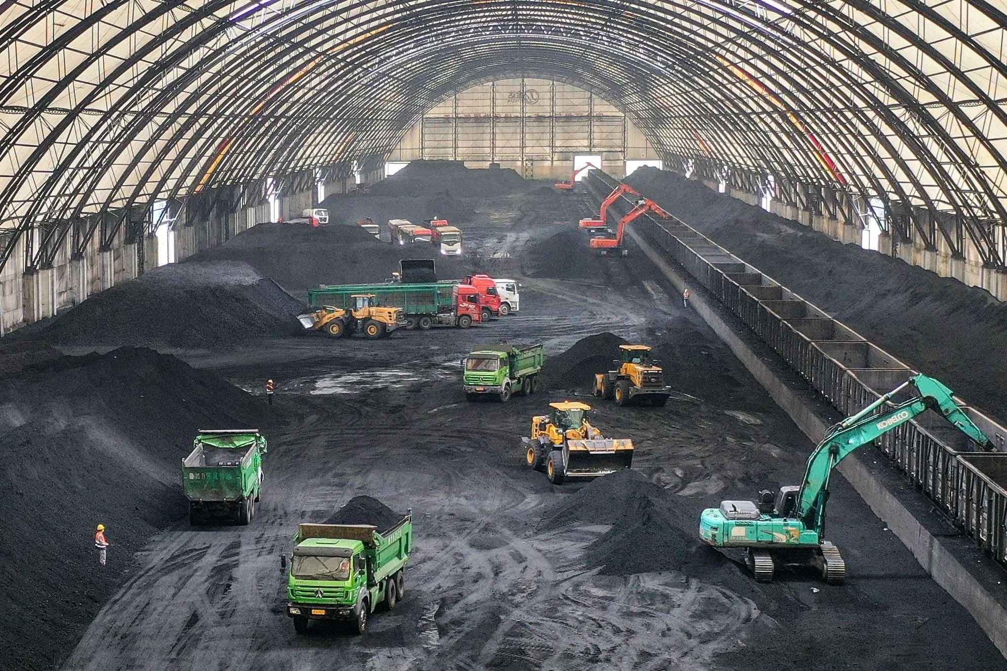 A coal storage facility in China's Shandong province. Based on data from China Customs Statistics and compiled by Trade Data Monitor, China’s coal imports fell 22.9% on the year to 35.6 million tonnes in July.