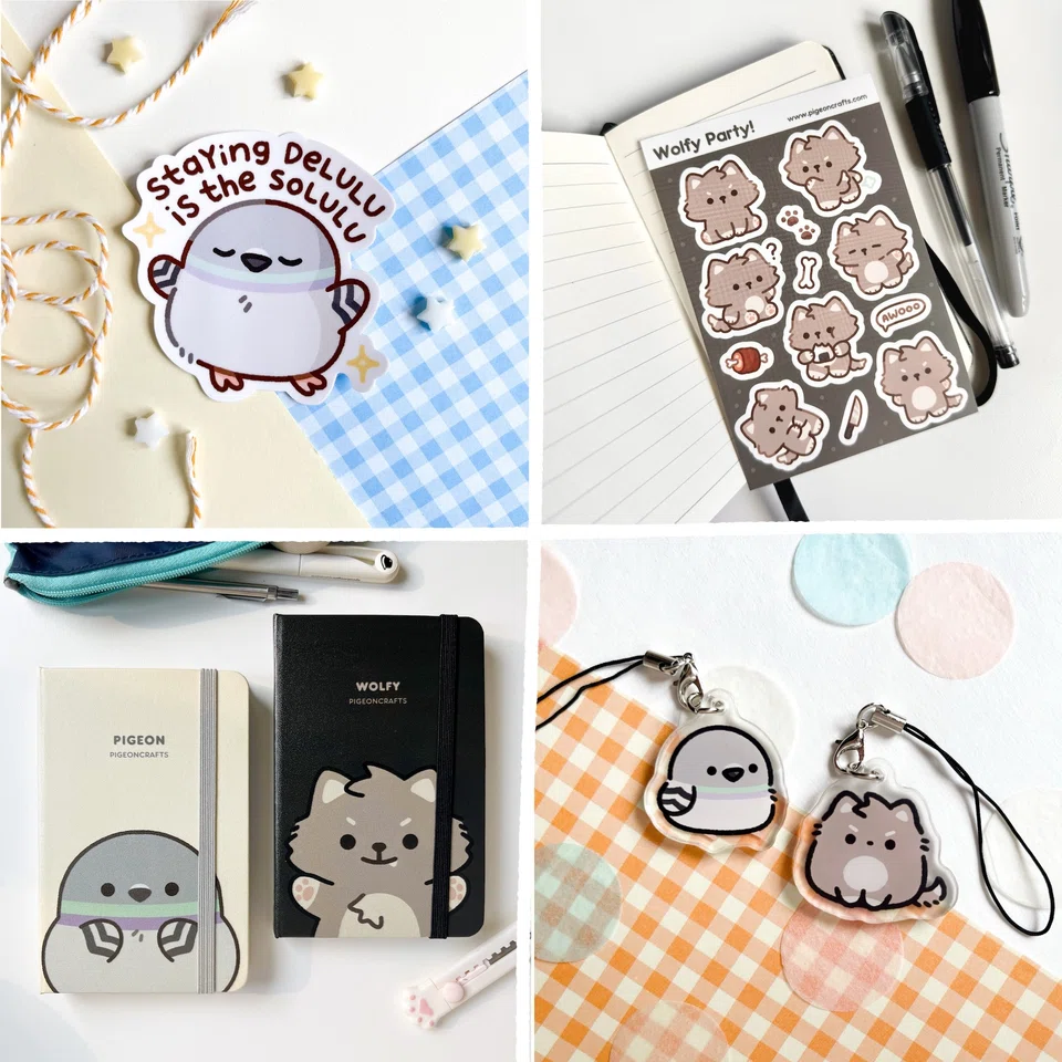 Pigeoncrafts' first two characters are Pigeon and Wolfy. 