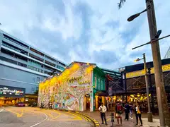 Cuppage Terrace comprises 17 adjoining Peranakan conservation shophouses.