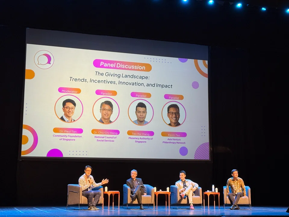 Taking part in a panel discussion at the inaugural GiveFest Asia are (from left): Dr Paul Tan, CEO of the Community Foundation of Singapore; Dr Chu Chi Meng of NCSS; Teo Kai Xiang from MAS; and Kevin Teo from AVPN.