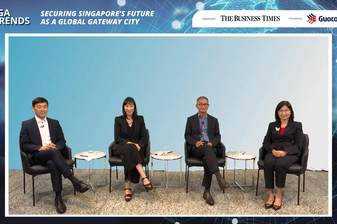 From left: GuocoLand’s chief executive Cheng Hsing Yao; BlackRock Singapore country head and regional head of South-east Asia Deborah Ho; ULI Asia Pacific Chairman Khoo Teng Chye; and Edmund Tie Holdings board member Ong Choon Fah, who moderated the webinar. 