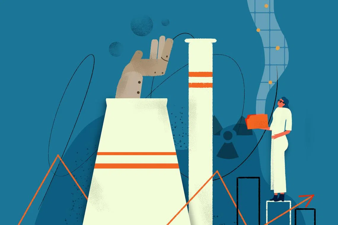 For anyone steeped in the environmental issues associated with nuclear power, it is mind-boggling to contemplate a new bonanza in nuclear energy stocks, propelled by the artificial intelligence boom. But two companies that own nuclear power plants Ñ Constellation Energy and Vistra Ñ have been top performers in the S&P 500 this year. (Michela Buttignol/The New York Times) Ñ FOR EDITORIAL USE ONLY WITH NYT STORY SLUGGED AI NUCLEAR POWER BY JEFF SOMMER FOR SEPT. 27, 2024. ALL OTHER USE PROHIBITED. Ñ
