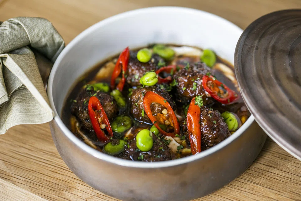 Lamb kofta – minced lamb meatballs served with fava beans and yoghurt.