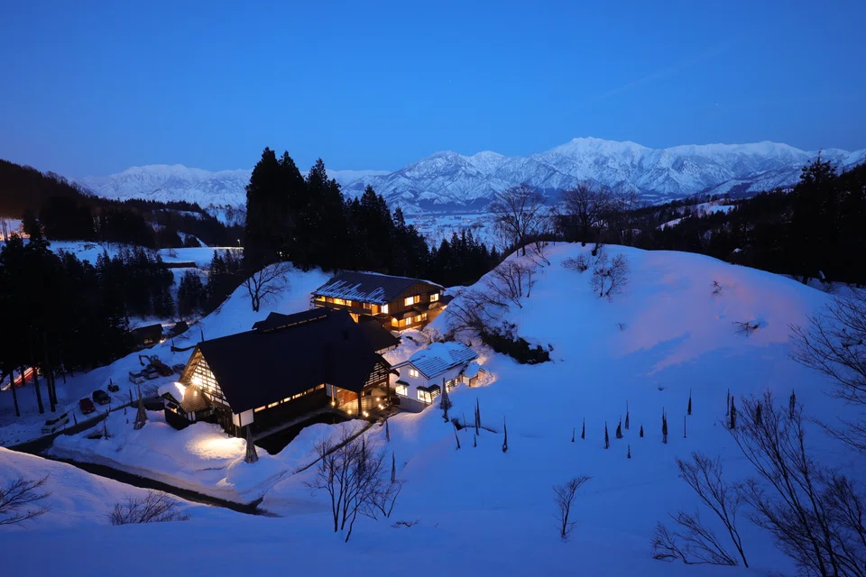 Satoyama Jujo is covered under a blanket of snow during winter.