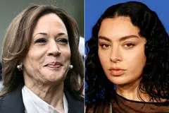 “kamala IS brat,” British artist Charli XCX (right) posted in approval of Kamala Harris, a sign-off the Harris campaign quickly embraced.