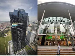 CICT's purchase of Paragon mall (right) will be funded with funds from the divestment of Asia Square Tower 2 (left).