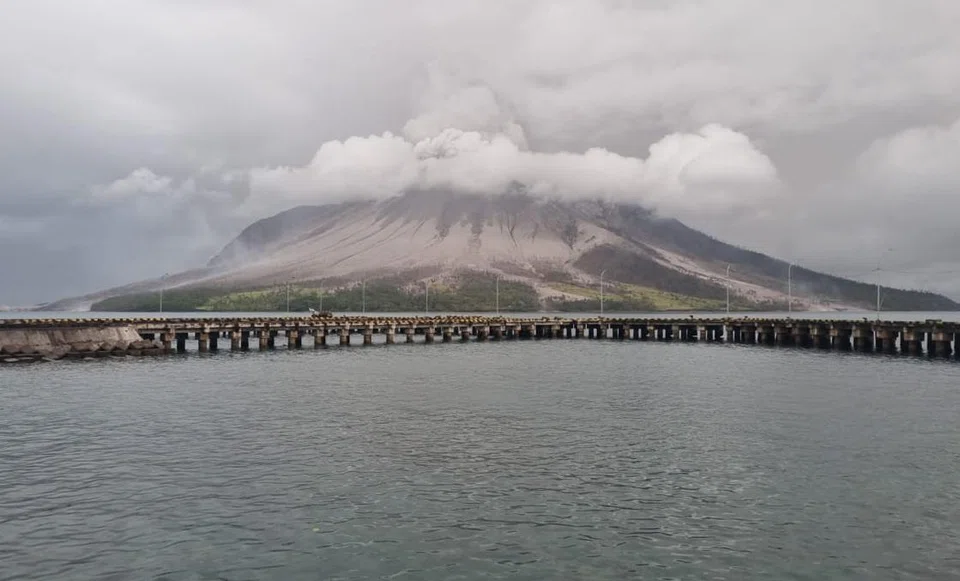 Mount Ruang spewing smoke in Sitaro, North Sulawesi., Indonesia, April 18, 2024.