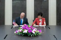 The MOU, signed by (from left) US Undersecretary of Commerce for Oceans and Atmosphere Richard Spinrad and Singapore's Minister for Sustainability and the Environment Grace Fu, covers matters from coastal science to heat resilience.