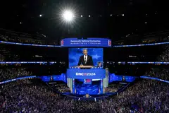 Former US President Barack Obama speaks during the Democratic National Convention (DNC) at the United Centre in Chicago, Illinois, Aug 20, 2024. 