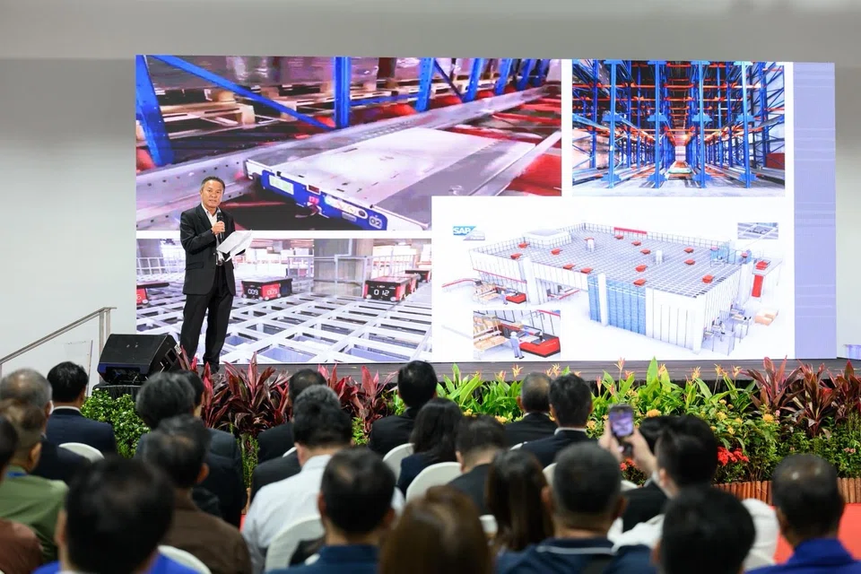 Vice-president of Nippon Express (Singapore) Andy Tan at the opening of the company’s expanded logistics facility in Tuas on Friday (Nov 21). 