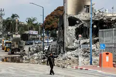 Oil prices spiked on Monday (Oct 9), following news of a surprise attack on Israel by Palestinian militant group Hamas. Above: A police station, the site of a battle following an infiltration by Hamas gunmen in southern Israel on Sunday (Oct 8). 
