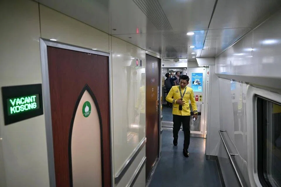 A Muslim prayer room on board the train.