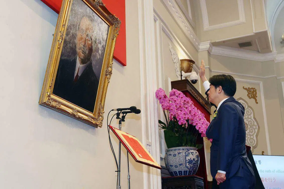 Lai Ching-te, Taiwan's new president, during his swearing-in ceremony at the Presidential Palace in Taipei on Monday.