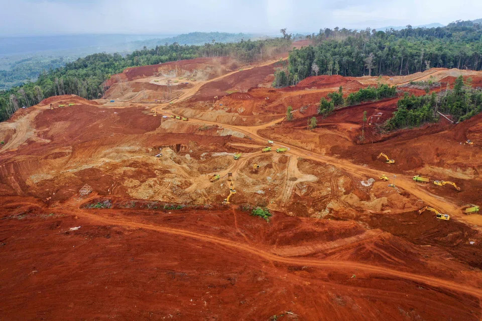 A nickel mining site located beside farms belonging to villagers on Wawonii island, south-east Sulawesi.