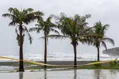 Waves brought by Typhoon Krathon at a coastal area in Kaohsiung, Taiwan, Oct 2, 2024. 