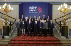 Second Minister for Home Affairs Josephine Teo (front row, second from right) represented Singapore at the inaugural Global Fraud Summit in London. 