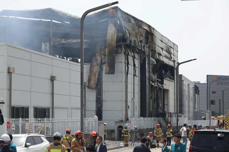 The factory, where a fire broke out, stored 35,000 lithium batteries. 