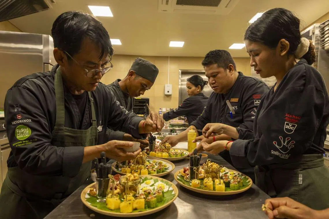 The Farmhouse Resort & Spa, located on Smiling Gecko's campus, employs and trains locals in a range of job skills.