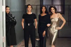 Apple TV+ documentary series The Super Models features former supermodels (from left) Linda Evangelista, Christy Turlington, Naomi Campbell and Cindy Crawford.