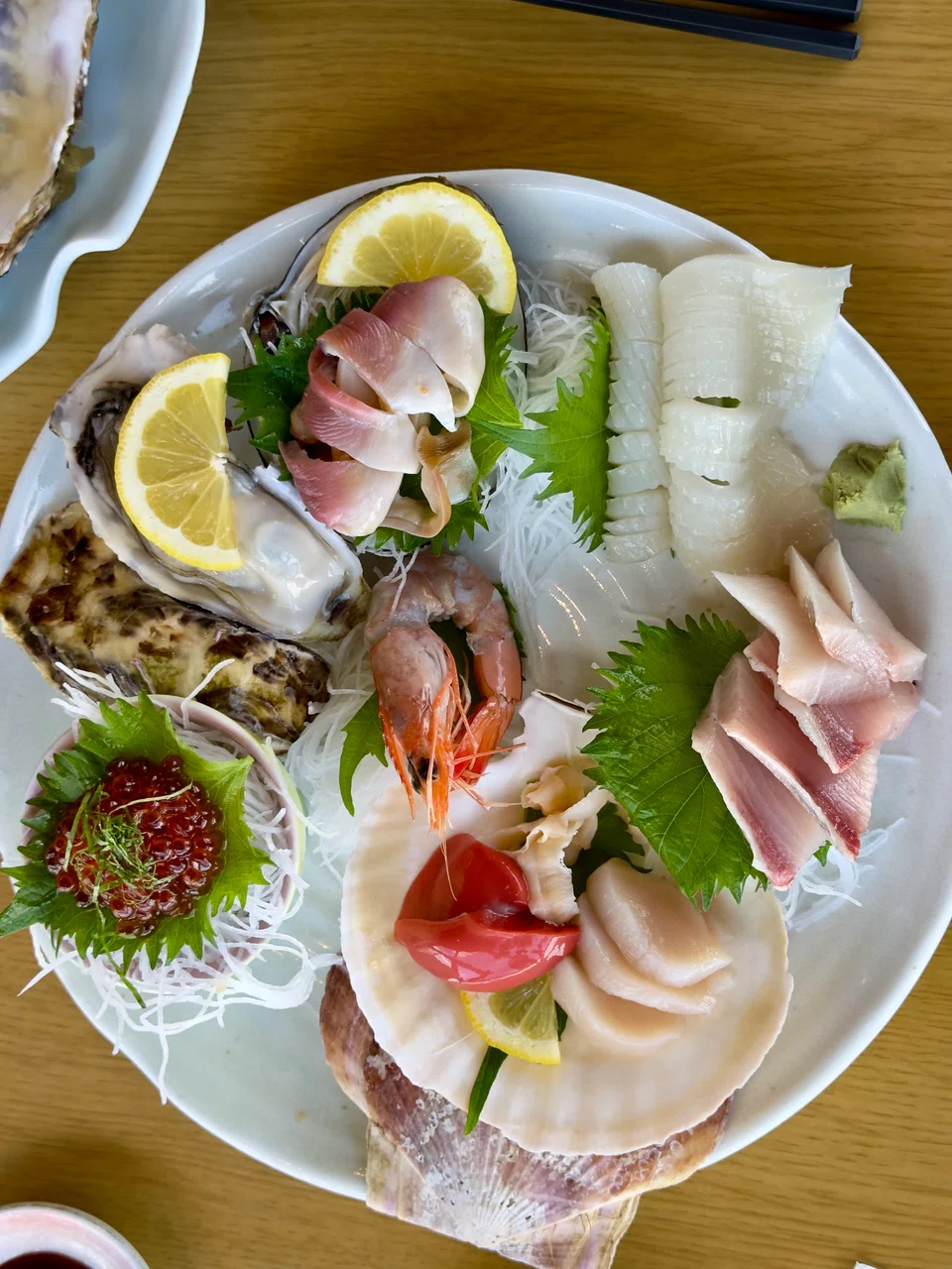 Artistically displayed sashimi at Kofunato Shokudo.