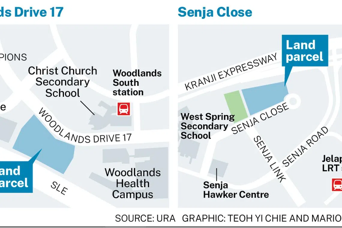 The two state-land sites at Senja Close and Woodlands Drive are expected to yield around 715 new private homes. 
