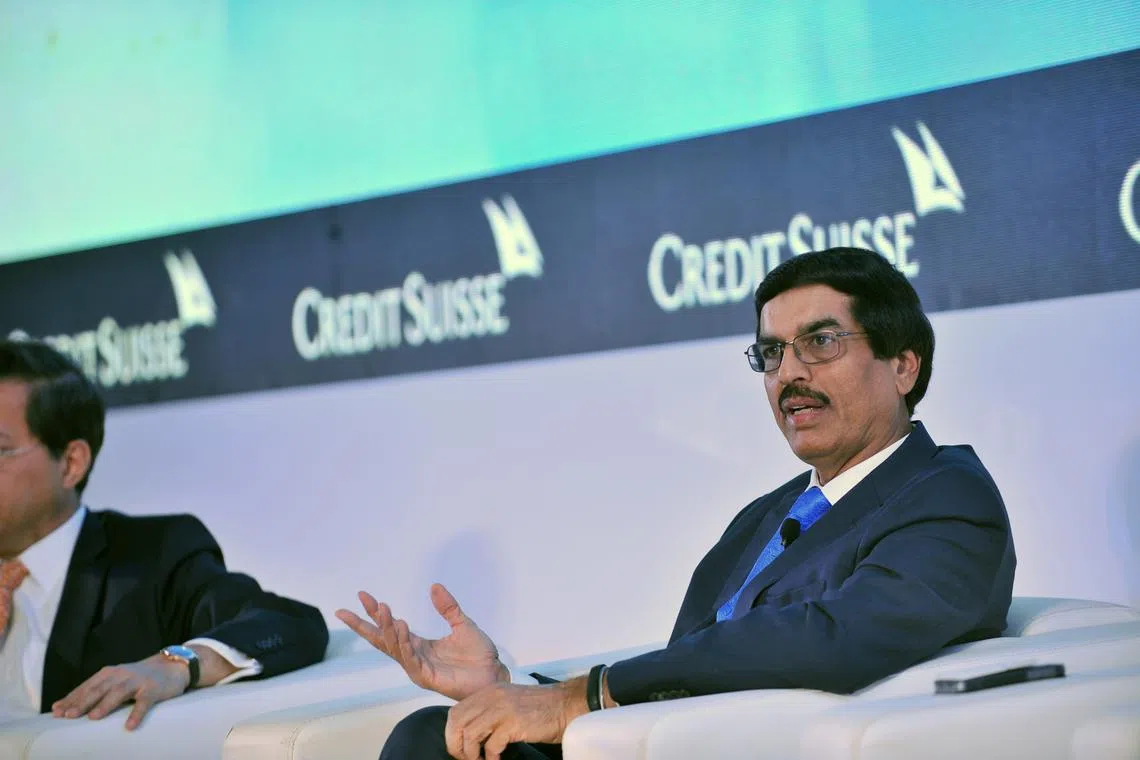 V P Sharma, the group CEO of Indonesia's Mitra Adiperkasa, speaks at a conference in this file photo taken in Singapore in April 2014. The company is on track to open 400 new retail stores by the end of 2022. 
