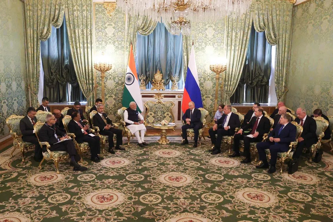 Prime Minister Modi landed in Moscow on Monday, hours after Russia launched attacks targeting cities across Ukraine.