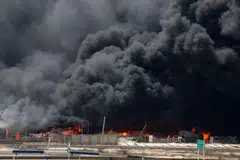 The blast took place on Saturday at Shahid Rajaee Port in Iran’s south near the strategic Strait of Hormuz, a waterway through which one-fifth of global oil output passes.