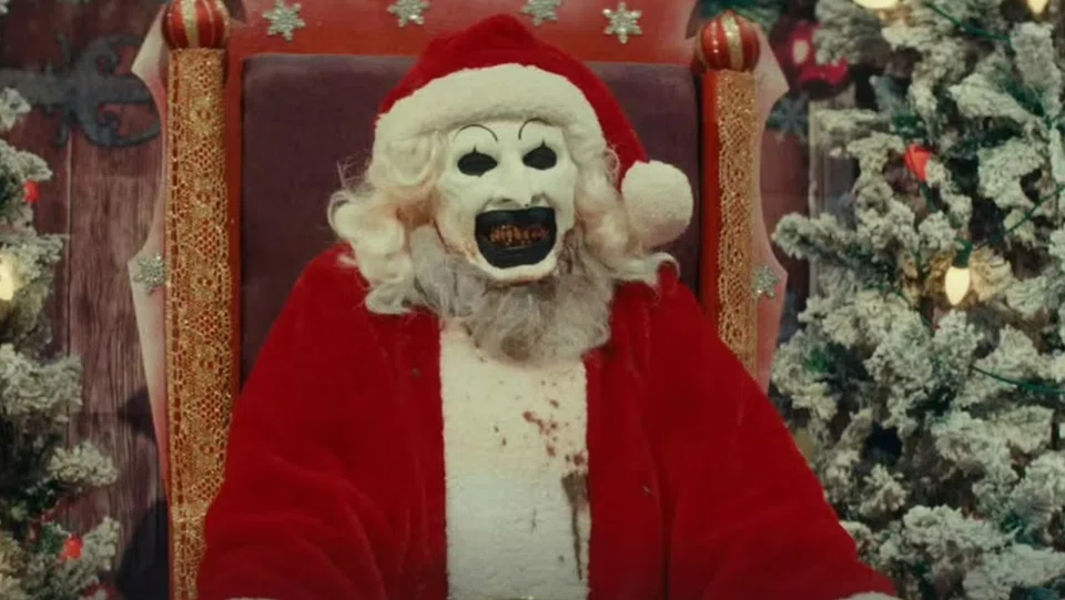 ‘Terrifier 3’ sees Art the Clown back to spread holiday fear and plenty of blood and guts - with David Howard Thornton again playing the psychopathic harlequin.