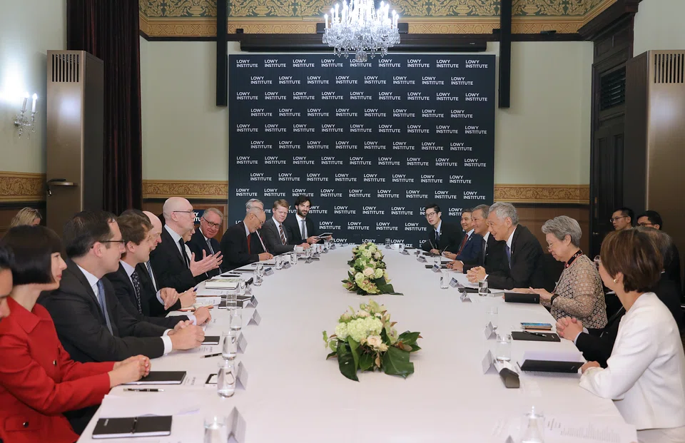 Prime Minister Lee Hsien Loong met senior representatives and research fellows of Australian think tank Lowy Institute in a closed-door roundtable in Sydney.