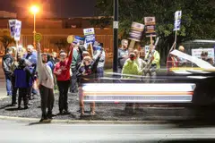 United Auto Workers (UAW) local 862 members strike outside of Ford's Kentucky Truck Plant in Louisville, Kentucky, Oct 11, 2023. 