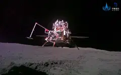 The ascender and lander is photographed by the Chang’e-6 lunar probe after it landed on the moon on Jun 2. 