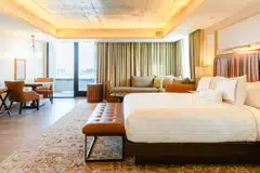 The property includes a rooftop venue with views of Palm Beach Island and the Atlantic Ocean.