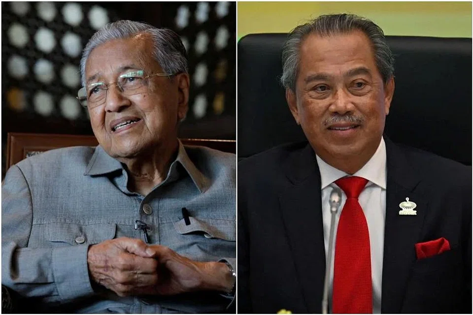 Former Malaysian Prime Ministers Mahathir Mohamad (left) and Muhyiddin Yassin have been accused by a Malaysian man of negligence and tort of misfeasance in public office. 