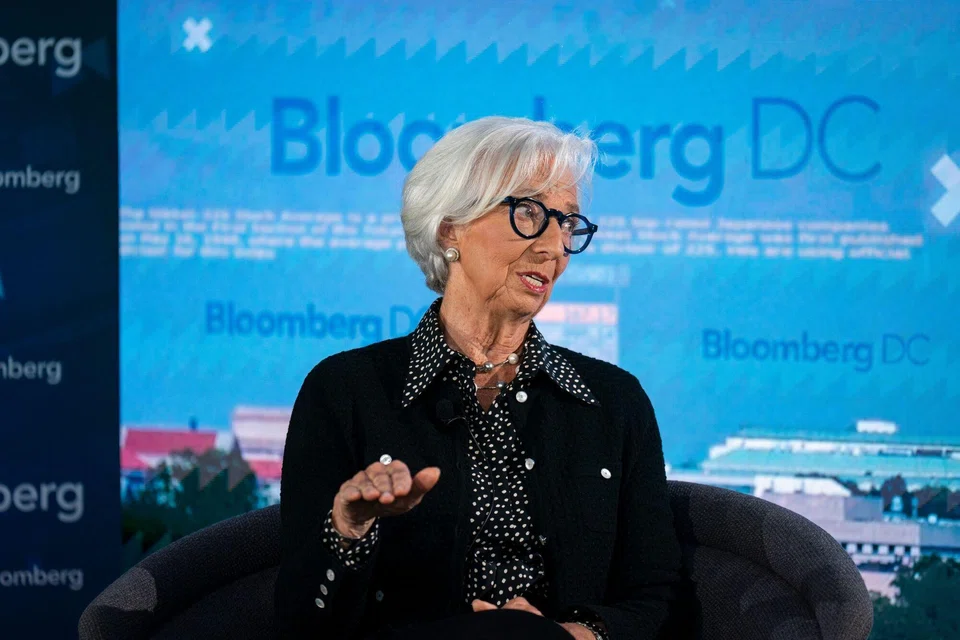ECB President Christine Lagarde speaking during an event in Washington, D.C., April 14, 2026. 