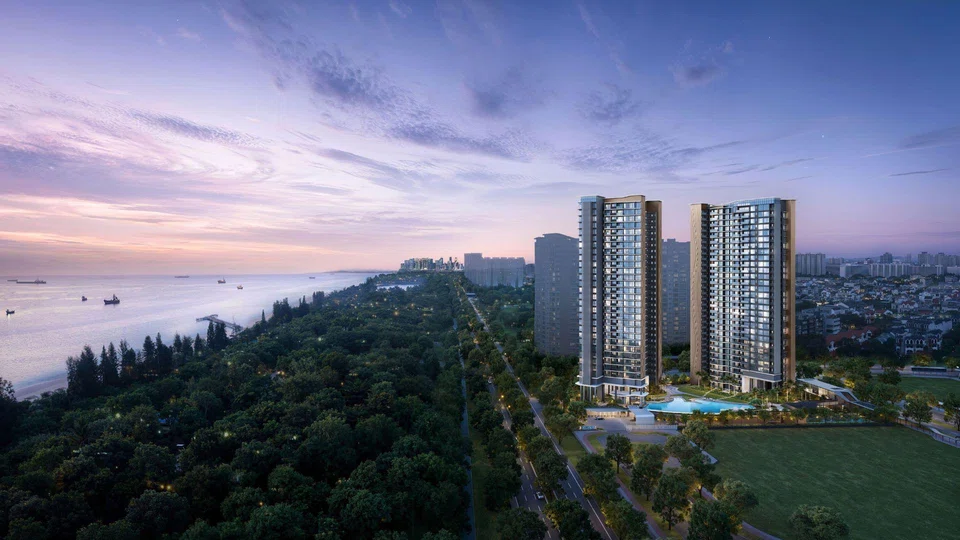 An artist's illustration of SingHaiyi's new Bayshore condominium, Vela Bay, which has started public previews.