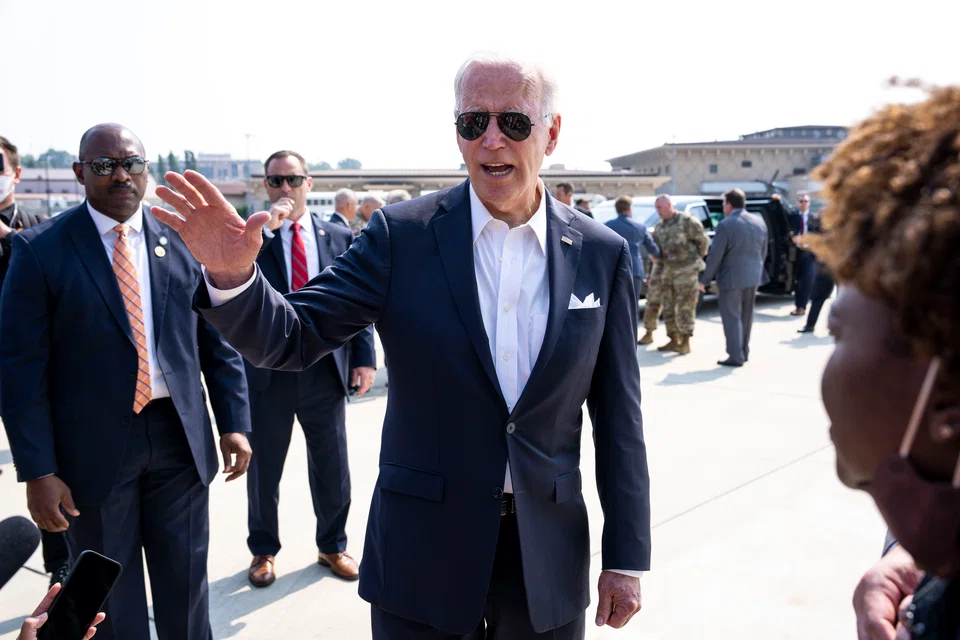 US President Joe Biden speaks to reporters before departing the Osan Air Base in Pyeongtaek, South Korea on May 22, 2022. 