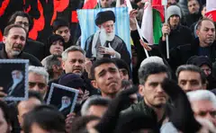 People gathered at Enghelab Square on Sunday (Mar 1) to mourn Supreme Leader Ayatollah Ali Khamenei, who was killed in US and Israeli strikes.
