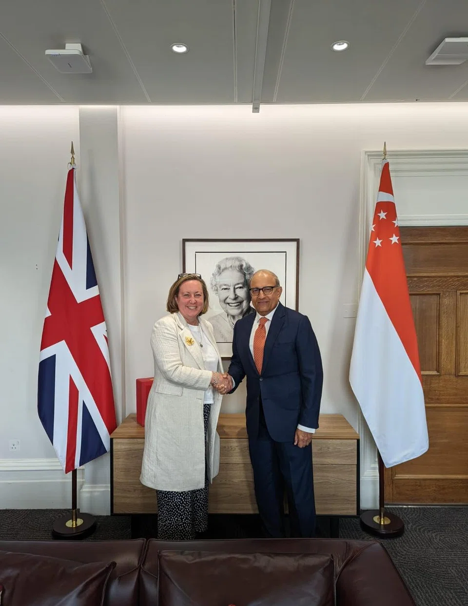 Singapore's Minister-in-charge of Trade Relations S Iswaran (right) with UK Trade Secretary Anne-Marie Trevelyan in London. 