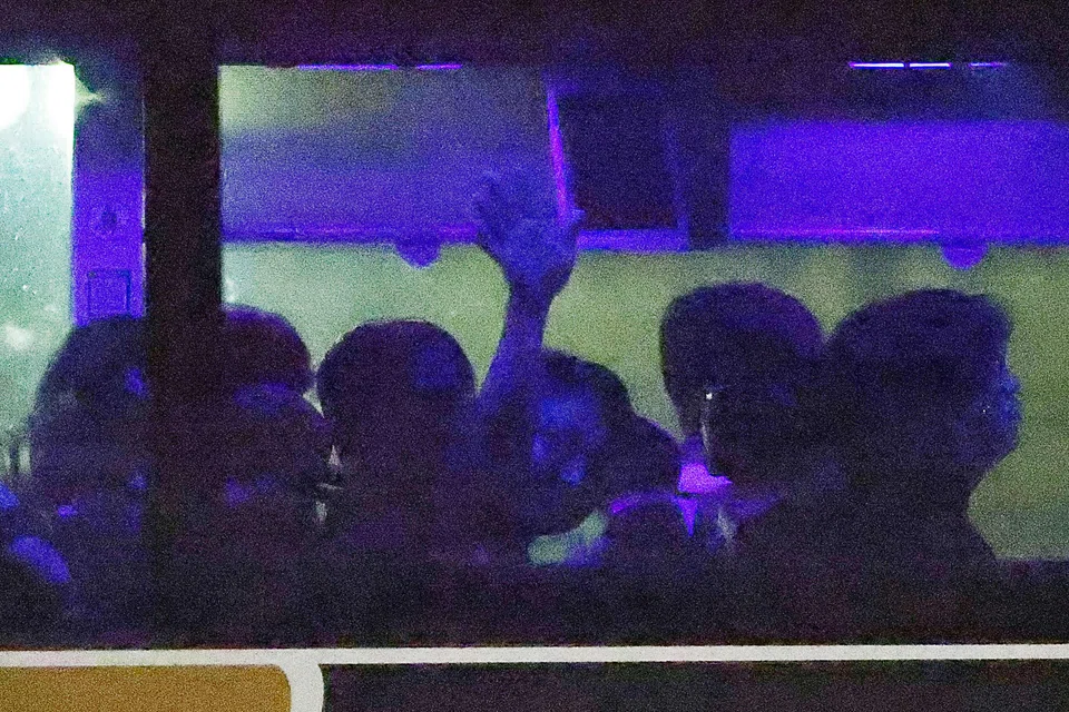 South Koreans aboard a bus after leaving the Folkston ICE Processing Centre are driven to Hartsfield-Jackson Atlanta International Airport to depart for Seoul, South Korea, Sep 11, 2025.