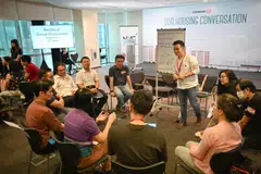 National Development Minister Desmond Lee (in white, short-sleeved shirt) with participants on Jul 30 in the ongoing exercise to engage Singaporeans on their housing needs and aspirations. 