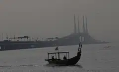 Penang shrouded in haze in April. The island has had to grapple with pollution and extreme hot weather during the monsoon season.