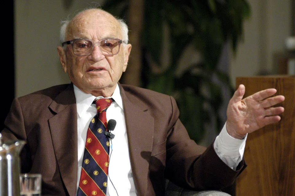 Economist Milton Friedman at a conference in October 2003. He was one of the leading scholars of the “Chicago School of Economics” which championed free markets and minimum government intervention. 