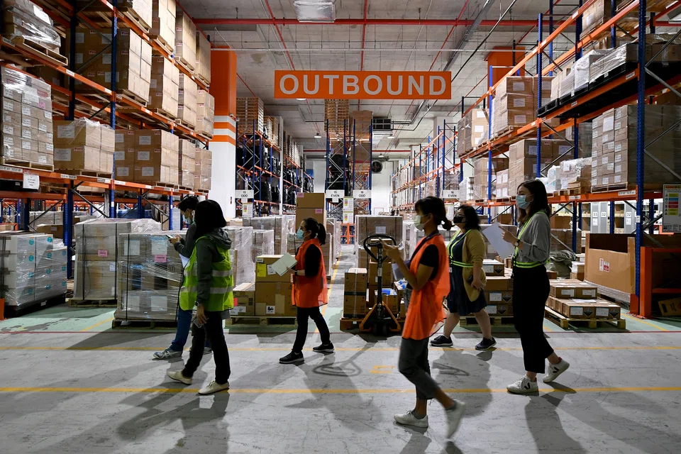 The area inside the warehouse where outbound shipments are being processed as seen during a media tour of the FedEx Express Life Sciences Express Hub (LSEH) on January 21, 2021. With APAC readying itself for global vaccine shipments, cold chain transportation and storage facilities and technologies are high in priority to serve the global healthcare needs. 
